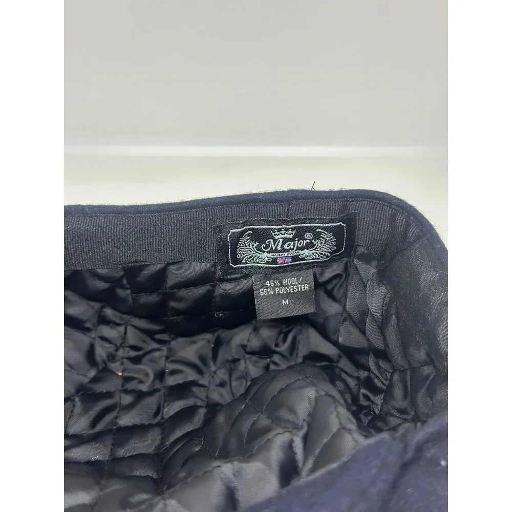 VTG Major Wool Blend Quilted Beret – Mens Medium, Dark Blue/Black, Classic Style